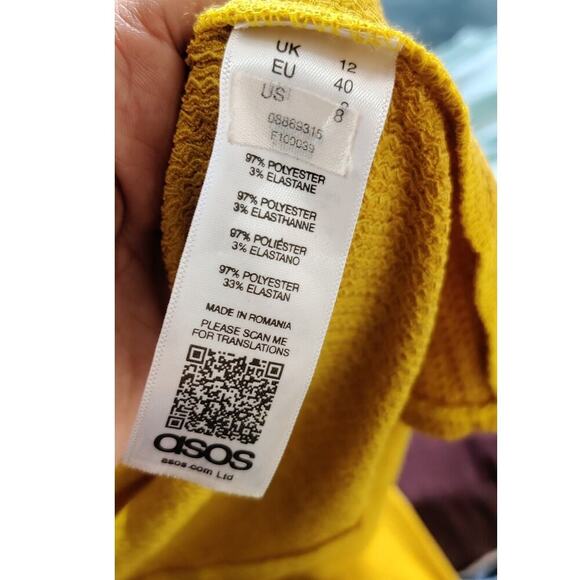 Asos Mustard Maternity Maxi Dress Long Sleeve Front Slit Size 8 Collared - Picture 4 of 7